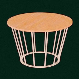 Muebles modernos para el hogar, mesa de centro con marco de alambre blanco único con superficie de madera cálida diseñada artesanalmente - Product Image 1