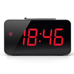 Digital <b>LED</b> Alarm <b>Clock</b> for Home-Modern Design Snooze Function Plastic Black - Product Image 2