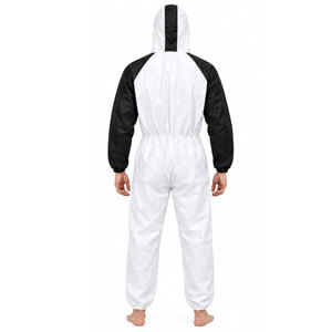 Combinaison de travail unisexe blanche avec manches noires, tenue de protection anti-poussière intégrale à capuche pour usage industriel - Product Image 5