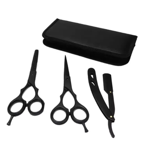 ชุดกรรไกรตัดผม3ชิ้นสำหรับร้านตัดผมส่วนตัวชุดกรรไกรตัดผมสีดำแบบมืออาชีพ - Product Image 5