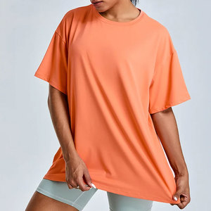 T-shirt léger à manches courtes et col en V en coton/polyester écologique pour femmes, couleur du logo personnalisé, séchage rapide pour l'hiver décontracté - Product Image 2