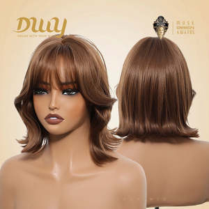 วิกผมสีน้ำตาล Aine-DWY แบบมีหน้าม้า วิกผมสั้นแบบไม่ต้องใช้กาว วิกผมสังเคราะห์ - Product Image 4