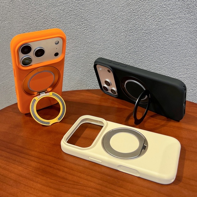 Real Liquid Silicone Phone Case with 360° Magnetic Kickstand for iPhone 17 Pro Max 16 15 Shockproof Custom Logo Anti-drop Cover