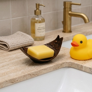 Porte-savon en forme de poisson personnalisé en coquille de noix de coco accessoires de salle de bain naturels fabriqués à la main pour le stockage du savon - Product Image 5