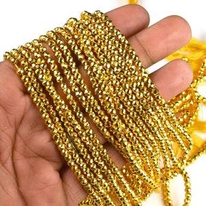 เส้นลูกปัดไพไรต์ธรรมชาติสีทองสำหรับทำเครื่องประดับขนาดต่างๆ - Product Image 2