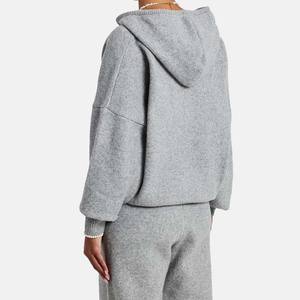 Retailer Printed Solid Color 100% Cotton Breathable <b>Zip</b> Sweatsuit Set Women Stand Front Heavyweight Winter Sporty Hoodie <b>Jogger</b> - Product Image 3