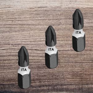 Industrial Grade 1/4" 25mmL Impact Pozidriv Bits with Color-<b>Sleeve</b> OEM DIY S2 Material Phosphate Manganese Finish - Product Image 1