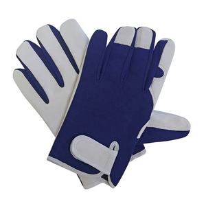 Blue Stretch Fabric Sheep/Goat Grain <b>Leather</b> Palm Work Driver <b>Gardening</b> <b>Gloves</b> Anti-Chemical Anti-Static Silicone-free - Product Image 1