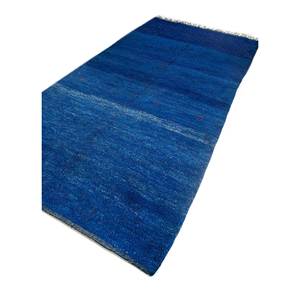Alfombra de Lana Anudada a Mano Zuri Blue Paem-1092, Rectangular Trenzada Versátil para Sala de Estar, Pasillo, Dormitorio, Color Sólido, Diseño de Diamantes - Product Image 2