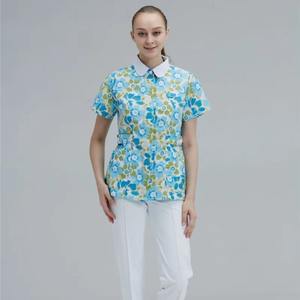 ชุดสครับผ้าสแปนเด็กซ์สำหรับผู้หญิงชุดเครื่องแบบพยาบาลโรงพยาบาลพิมพ์ลายยี่ห้อส่วนตัว - Product Image 5