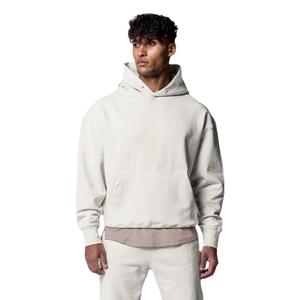600 Gsm français Terry hommes à capuche à la mode solide motif brodé fermeture éclair sweat hiver lourd blanc numérique - Product Image 4