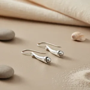 "925 <b>Silver</b> Pearl Drop <b>Earrings</b> for <b>Women</b> Elegant Fashionable Jewelry" - Product Image 3
