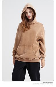 เสื้อฮู้ดผู้ชายผ้าคอตตอน100% มีฮู้ดของ Evertop 420 GSM แนววินเทจซักได้กำหนดโลโก้ได้เอง - Product Image 2