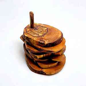 Handmade Wood <b>Coaster</b> Holder Set Custom Shape Walnut Mango Manufacturer Exporter From India - Product Image 2