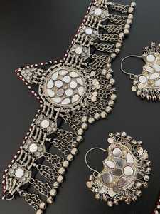 HandmadeAfghan Traditional Wear Set Anillos Gargantilla Pendientes Bindi Tikka Regalos de acero inoxidable por AM IMPEX - Product Image 5