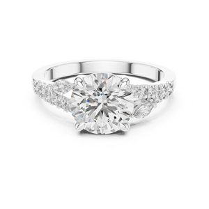 Bague en or jaune 14 carats avec diamants taille marquise et taille ronde pour femmes |    Vêtements de bureau |   Nouveau diamant cultivé - Product Image 4