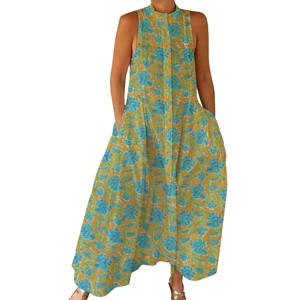 Combinaison décontractée d'été 100% coton, imprimé floral à la main, tissage doux avec fermeture éclair pour le printemps/été, adultes BPJS065 - Product Image 1