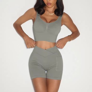 Conjunto Deportivo Sin Costuras para Mujer al por Mayor, Shorts de Cintura Alta con Sujetador Deportivo para Gimnasio, Yoga, Correr y Entrenamiento - Product Image 1