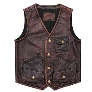 Gilet en cuir portable pour homme, gilet en cuir épais confortable, gilet en cuir professionnel à vendre - Product Image 1