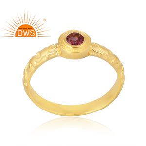 แหวนพลอยทัวร์มาลีนสีชมพูธรรมชาติชุบทอง18K 925เงินสเตอร์ลิงเครื่องประดับอัญมณีสำหรับผู้หญิง - Product Image 1