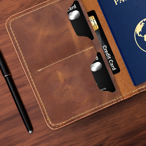 Funda de viaje hecha a mano de alta calidad para pasaporte de cuero genuino con logotipo personalizado 2024 - Product Image 4