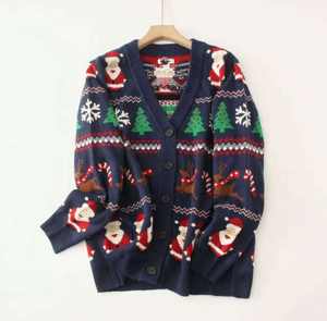 OEM Customized Winter Single-Breasted Knitted <b>Cardigan</b> <b>for</b> Women V-Neck Jacquard Pattern <b>Long</b> Sleeves Loose Waterproof Casual - Product Image 4