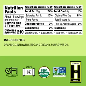 Qualité supérieure 16 oz. Beurre de tournesol biologique-Sans sucre/Sans sel à la livre Beurre de tournesol en vrac sans gluten - Product Image 6