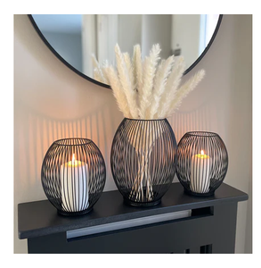 Hot Selling Solid Metal Candle Holder Jar Crafts 3 Pieces Handicrafts Decorative Rustic Metal Candle Holders - Product Image 1