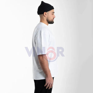 Camiseta lisa de 100% algodón de manga corta en blanco con cuello redondo y estampado de logotipo personalizado para hombre, ropa de talla grande más vendida, camiseta para hombre - Product Image 3