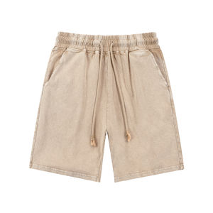 Nuevos pantalones cortos informales holgados de calle alta para hombre de Color Heavy FOG para hombre, pantalones cortos de algodón 100% Vintage a la moda con lavado ácido - Product Image 1