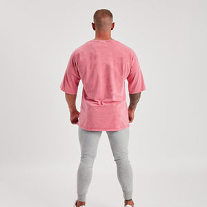 T-shirt décontracté en coton à épaules dénudées pour hommes Nouveau haut ample à manches courtes et lavé pour vêtements d'extérieur 100% coton - Product Image 3