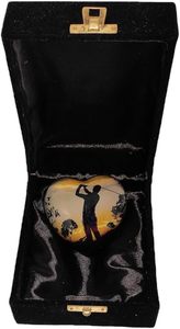 Classic Heart Shape <b>Keepsake</b> Aluminium Urn for Human Ashes with <b>Box</b> and Stand Peaceful Golfer Design 7 Cms High Handmade Product - Product Image 5