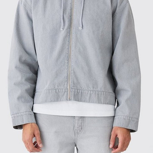 Sudaderas con Capucha Extra Grandes para Hombre de la Mejor Calidad, Estilo Vintage, Lavado Ácido, Estilo Hip Hop, de Mezclilla - Product Image 4