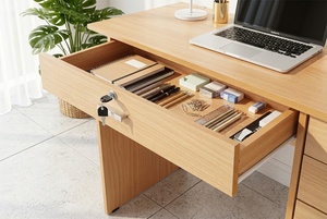 Bureau d'étude moderne en mélamine/panneau de particules/MDF hêtre Essence Malaysia, modèle 70346+2L, 4 tiroirs, 2 serrures, pour école, maison, bureau - Product Image 4