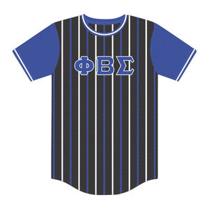 Pull à rayures noires Phi Beta Sigma, maillot de baseball, 100% polyester, maille, vêtements de fraternité grecque, t-shirt avec broderie - Product Image 1