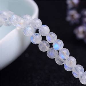 Cuentas de bolas de arcoíris de piedra lunar azul de alta calidad, cuentas de piedra Natural, collar de piedra lunar de arcoíris blanco de Fuego Azul de alta calidad - Product Image 2