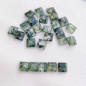 อัญมณีทรงเหลี่ยมแบนเรียบมอสอาเกตสีเขียวธรรมชาติขนาด7มม. ได้รับการรับรองคุณภาพที่ดีที่สุด - Product Image 1