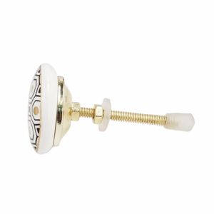 Pomos de cerámica con flores de trabajo doradas marroquíes, tiradores hexagonales para cajón de armario de cocina, tocador, dormitorio-Industrial - Product Image 4