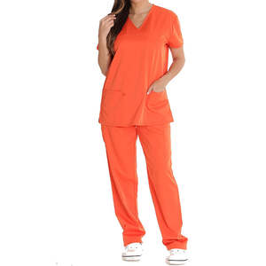 Uniformes hospitaliers gommages médicaux infirmière ensemble de gommage en toile à manches longues/femmes 100% coton gommages extensibles - Product Image 1
