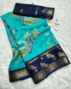 Sari en soie crêpe Primum pour femme avec tissage jacquard et motif Zari Butti sur toute la surface - En stock - Product Image 5