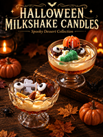 Bougie dessert d'Halloween faite à la main en cire de soja parfumée, bougie milkshake, décoration d'intérieur fantôme effrayant et citrouille, cadeau de fête
