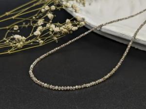 Collar de Plata de Ley 925 con Cuentas Facetadas de Diamante Natural Color Champán, Joyería de Lujo Hecha a Mano, Regalo para Ella - Product Image 2