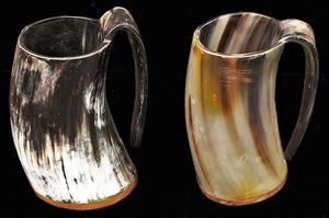 Mug en corne de bœuf poli rustique unique, best-seller, écologique, fait à la main, traditionnel, pour bière et méad, avec logo personnalisé, cadeau - Product Image 4