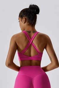Vente en gros soutien-gorge de sport personnalisé Magenta Flex avec dos croisé respirant extensible à fort impact soutien-gorge de sport Gym Fitness pour femmes - Product Image 4