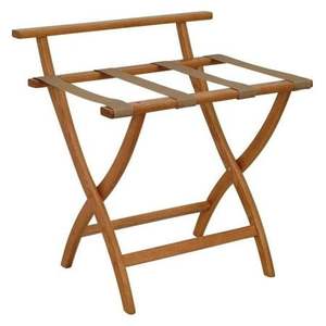 Porte-bagages en bois élégant avec cadre pliant compact pour porte-valise de chambre d'amis et hébergement de location de vacances - Product Image 4