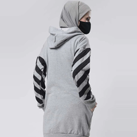 Sudadera con Capucha Larga para Mujer, Estilo Islámico Modesto, para Invierno, Otoño y Verano, 100% Algodón, Felpa Lavada, Bordada con Pedrería, 300 GSM