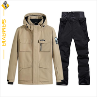 Combinaison de ski imperméable, coupe-vent et respirante -Tex pour homme et femme, veste et pantalon de sport rembourrés de duvet épais et chauds pour l'hiver