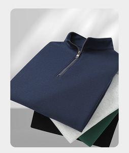 Bangladesh China Factory Price Custom Logo Embroidery 320g stand collar loose fit unisex <b>half</b>-<b>zip</b> <b>men</b> <b>sweatshirt</b> - Product Image 3