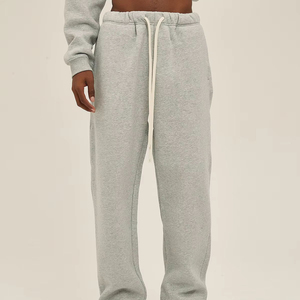 Pantalon de survêtement personnalisé pour homme, taille haute, coupe droite et large, style décontracté, ample et oversize, en molleton bouclette, coupe évasée, effet délavé - Product Image 6