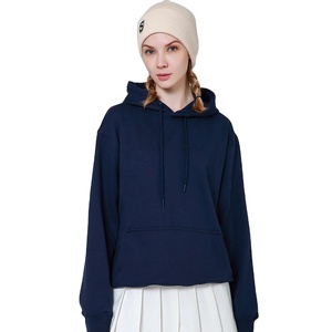 Venta al por mayor logotipo personalizado sudaderas unisex hombres mujeres de manga larga de algodón orgánico de gran tamaño liso sudaderas con capucha sudadera - Product Image 1